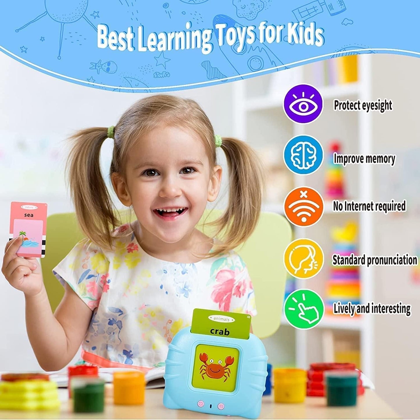 Talking Flash Cards Educational Learning Toy - Comfo Cart